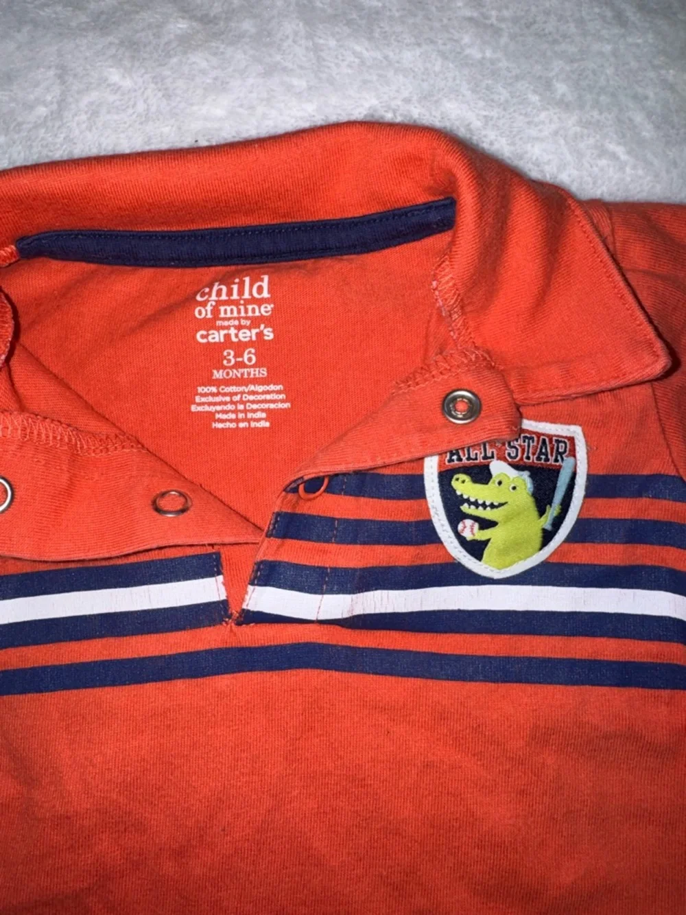child of mine by Carter's Orange Striped Polo Top with All-Star Crocodile Patch